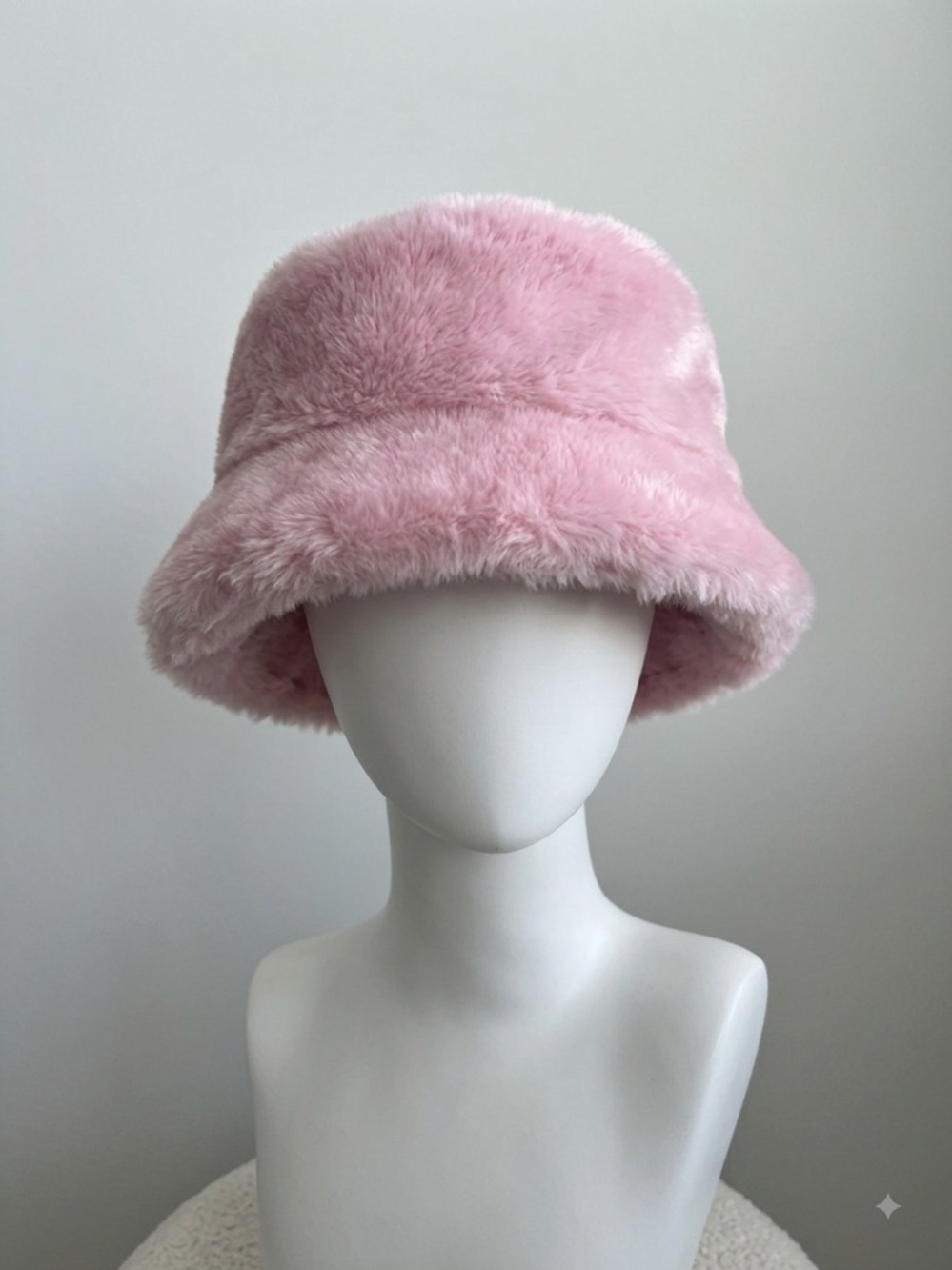 Laura Ashley Pink Faux Fur Bucket Hat for Kids